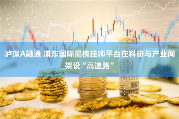 泸深A融通 浦东国际揭榜挂帅平台在科研与产业间架设“高速路”